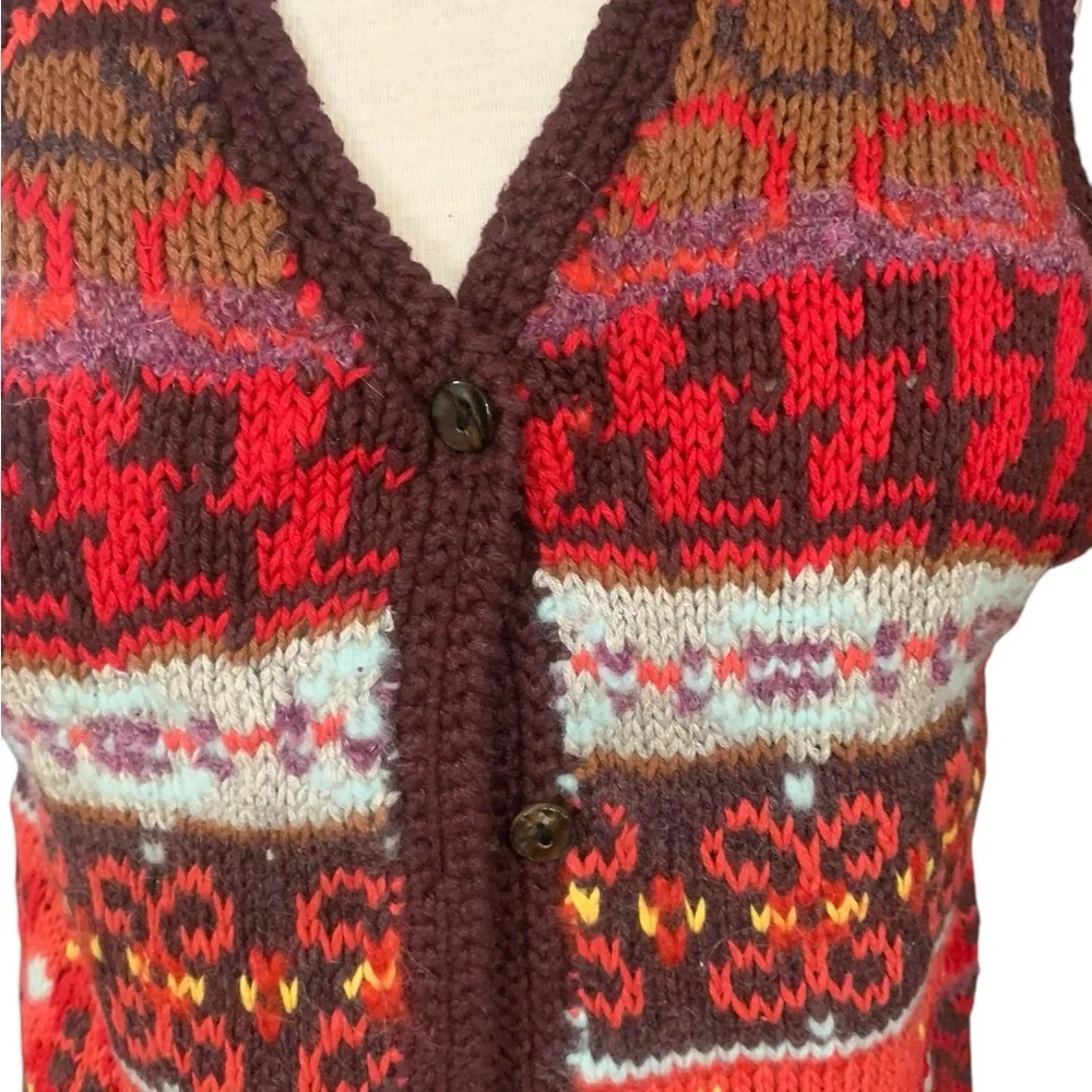 Northern Isles cotton blend button up sweater vest in autumnal colors size large - Picture 4 of 11
